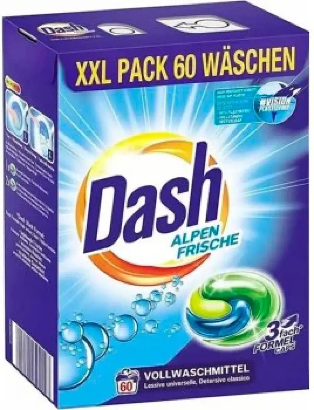 Dash Капсулы для стирки Alpen Frische 3 fash FORMEL 60шт картонная упаковка