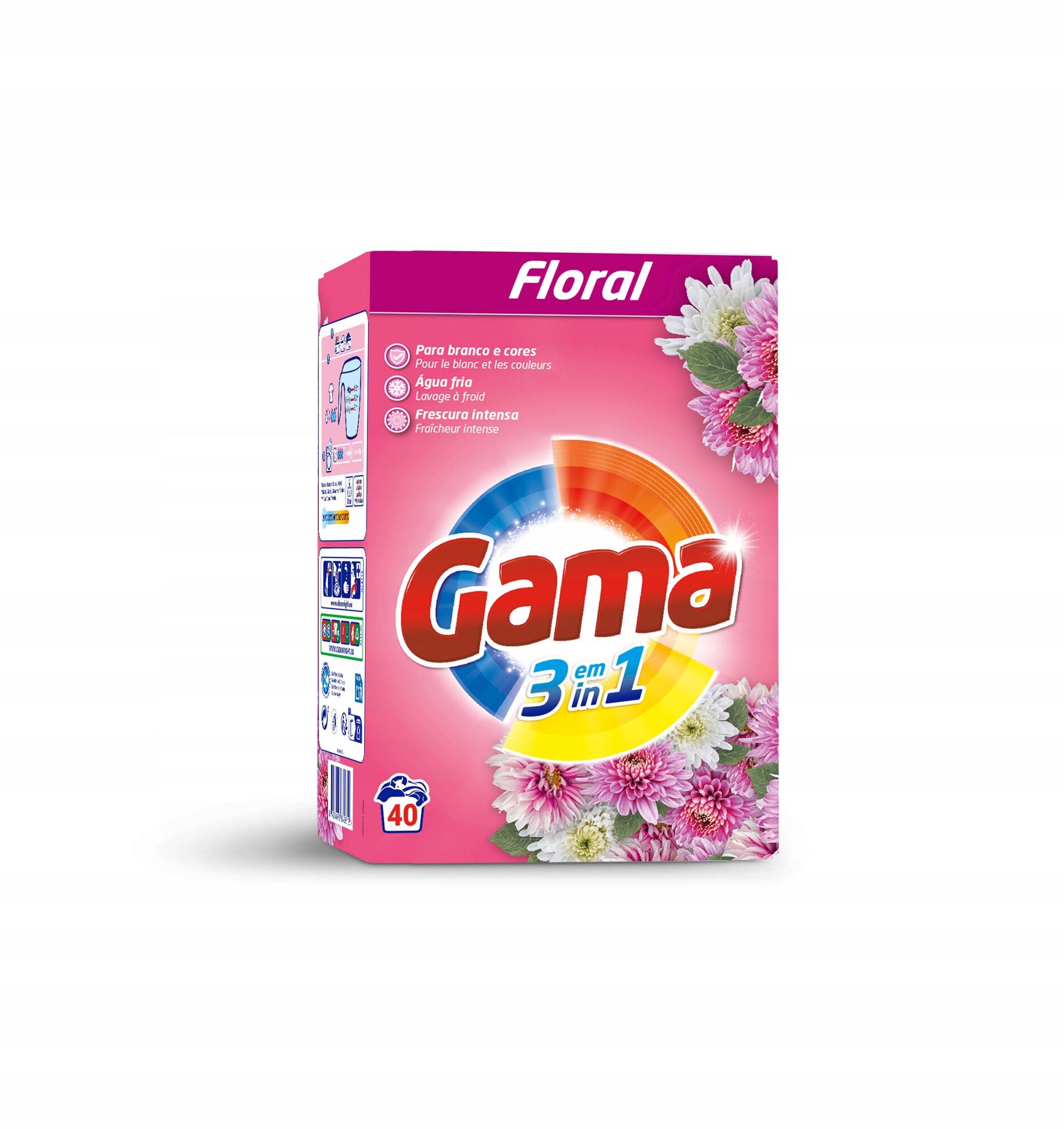 Порошок для стирки универсальный GAMA 3в1 Floral, картон, 2,2 кг, 40 стирок