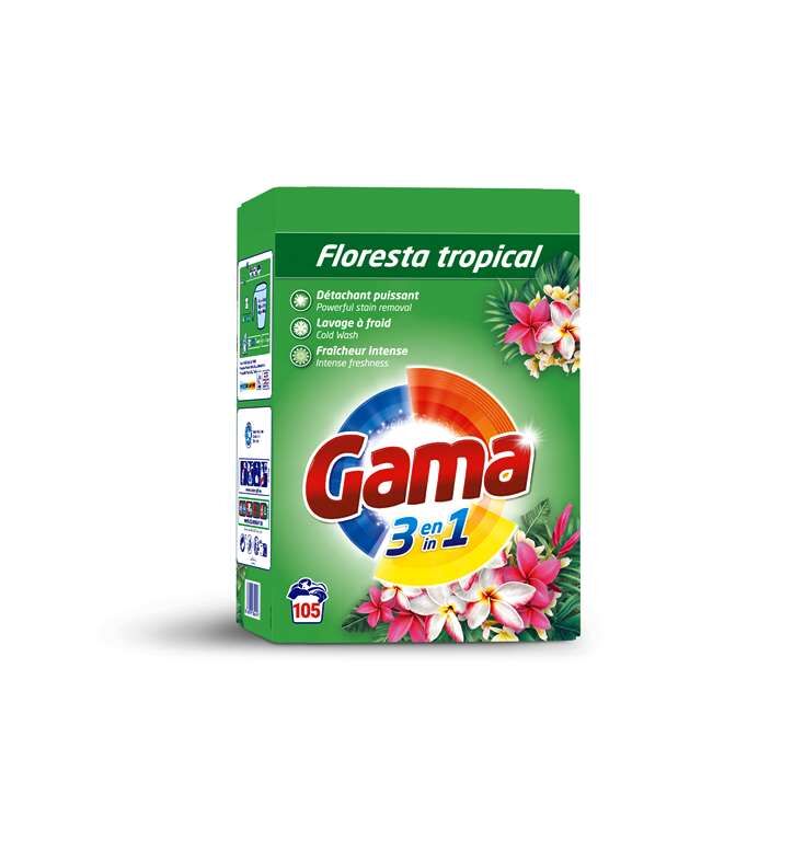 Порошок стиральный универсальный GAMA Тропический лес, картон, 5,775 кг, 105 стирок