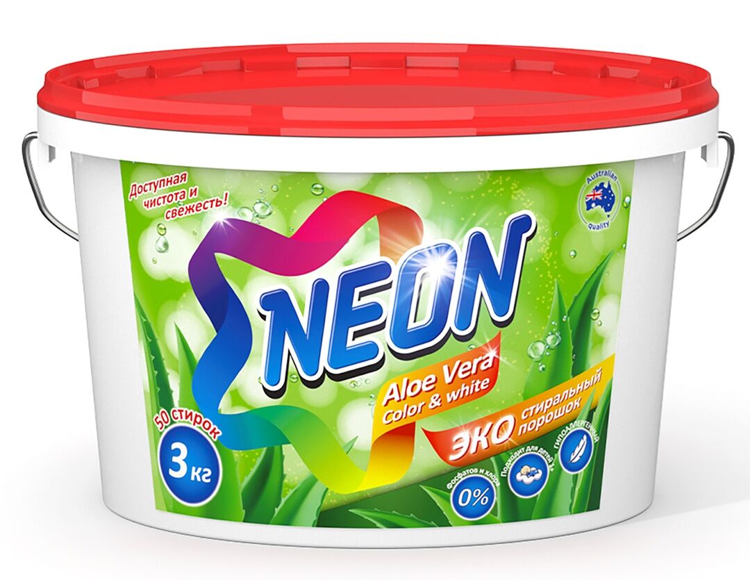 Экологичный стиральный порошок "NEON" 3,0 кг (ведро), 50 стирок