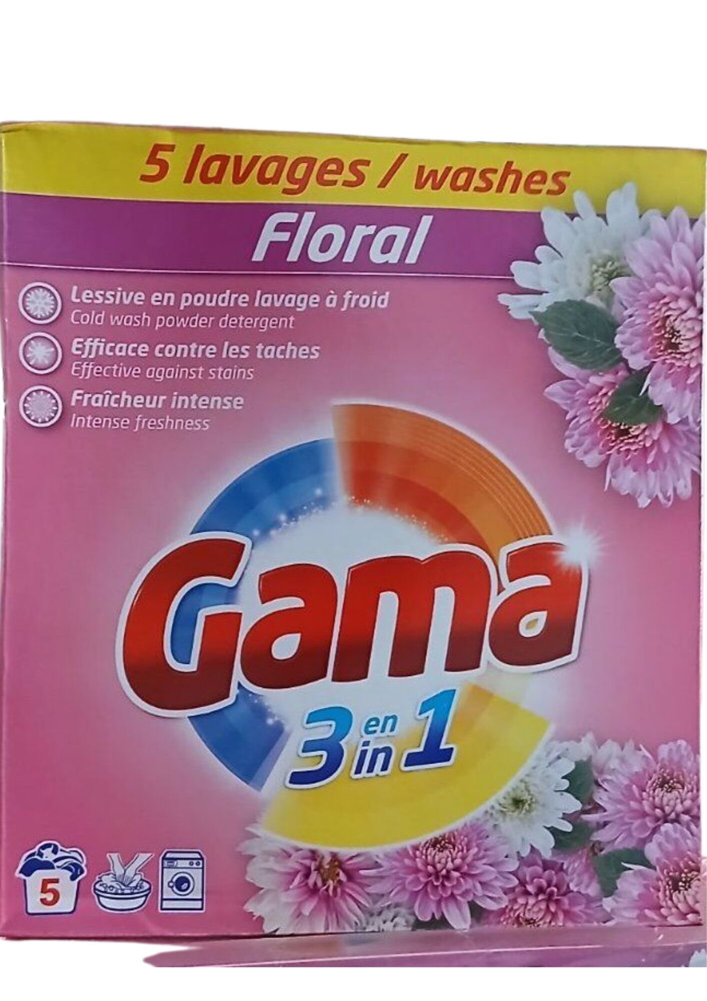 GAMA 3 в 1 FLORAL порошок для стирки универсальный, картон, 0,275 кг, (5 стирок) 8435495851288