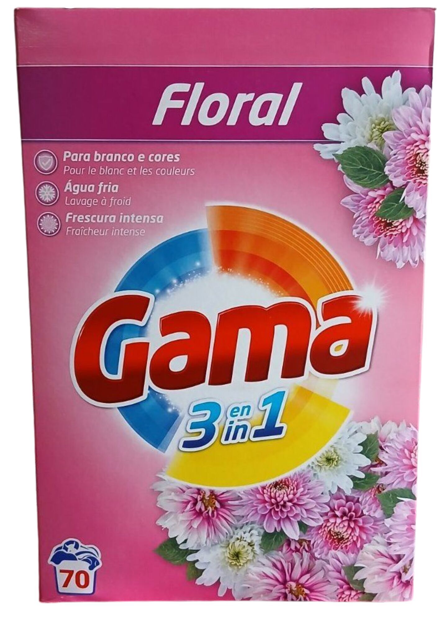 GAMA 3 в 1 FLORAL порошок для стирки универсальный, картон, 3,85 кг, (70 стирок) 8435495852865