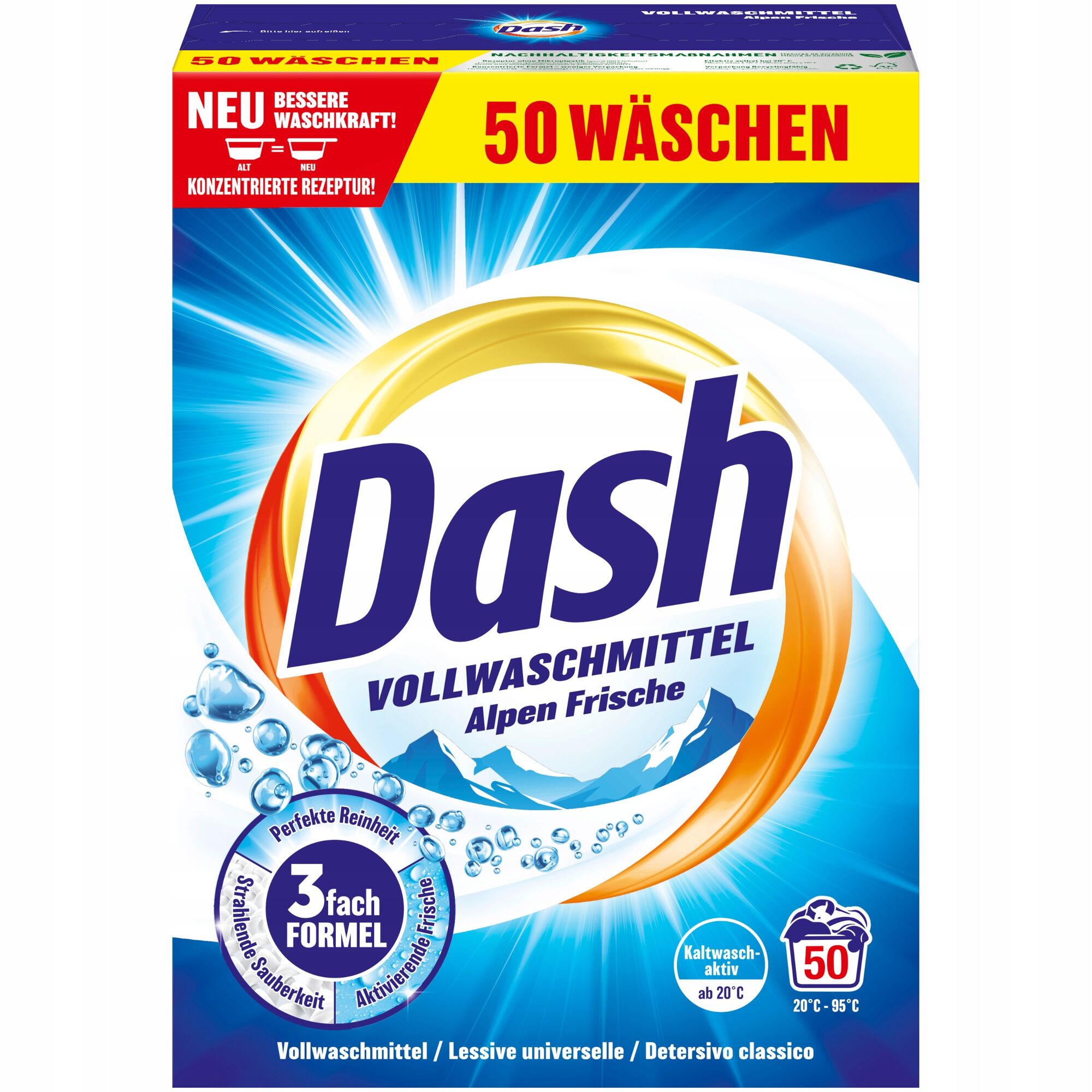 Dash Alpen Frische 3 fash FORMEL Стиральный порошок 2,5 кг, (50 стирок)  4012400504251